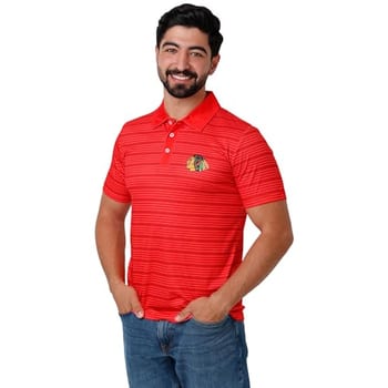 FOCO Camisa polo masculina de poliéster de manga curta com logotipo da equipe NHL
