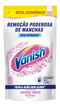 Tira Manchas Vanish Líquido Crystal White para roupas brancas Refil Econômico 500ml