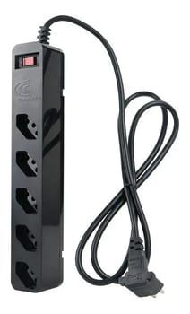 Filtro de Linha com Protetor de Surto DPS iClamper Energia 5 Tomadas 3 Pinos 10 Amperes com Tecnologia LCF Anti Raio Clamper Cor Preto