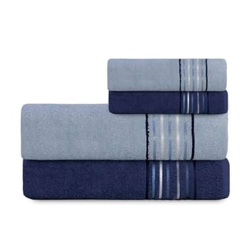 Jogo de Banho 4 peças - Banhão - 2 de rosto e 2 Vitta Plus Select 400g/m² Marinho com Azul Claro Camesa