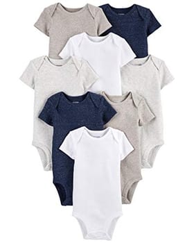 Simple Joys by Carter's Body unissex para bebês com 8 unidades de manga curta, Azul-marinho/branco/aveia, 3-6 Meses