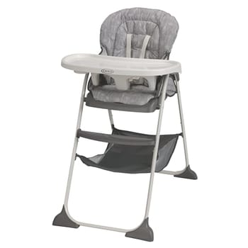 Graco Cadeira de Alimentação e Refeição Infantil Alta Dobrável e Reclinável Slim Snacker Cinza