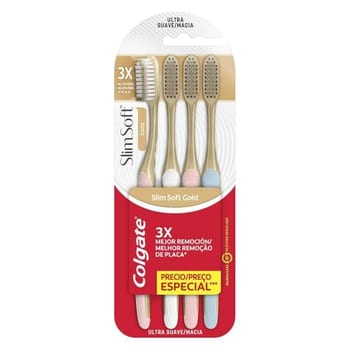 Colgate Slim Soft Gold Premium Escova de Dente, 4 Unidades
