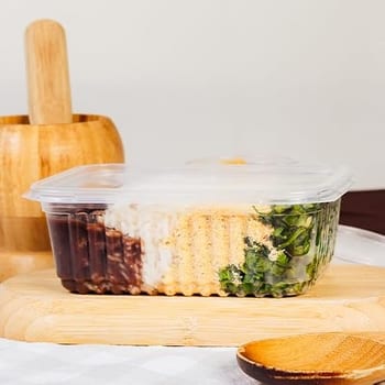 Kit 144 Potes Retangulares Prafesta 500ml com Tampa | Embalagens Plásticas para Alimentos, Marmitas e Freezer