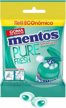 Refil De Gomas De Mascar, Mentos, Pure Fresh Wintergreen, Sem Açúcar, Sabor De Menta Verde - 56g | 28 Unidades