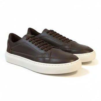 Tenis Casual e Básico Masculino Polo London Club, Cano Baixo Couro Confort Premium (Café, BR, Adulto, Numérico, 43)