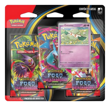Blister Triplo Pokémon Megaevolução Fogo Fantasmagórico Português Cottonee