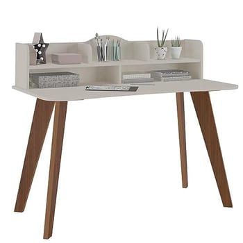 Artely Escrivaninha Sofia com nichos, Off White/Cedro