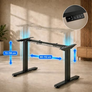 Estrutura De Mesa Elétrica Ergonômica Ajustável C/ Regulagem Altura Estável Escritório Cor Preta LuvinCo
