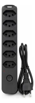 Filtro De Linha Extensão 6 Tomadas Bivolt 1 Metro 10a Régua Preto 127/220v - R$ 23,99