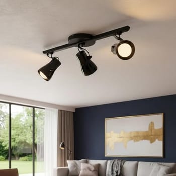 Luminária de Teto Spot Sobrepor Trilho Direcionável Octa 3 Lâmpadas Quarto sala Cozinha Praia Litoral E27 Bivolt (Preto)