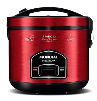 MONDIAL Panela Elétrica de Arroz, Vermelho/Inox, 700W, 220V - PE-46-10X