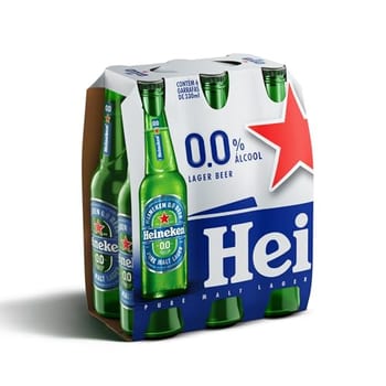 Heineken Cerveja Lager Sem Alcool, Long Neck 330ml, Pack 6 Unidades