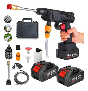 Lavadora A Jato De Alta Pressão Portátil Recarregável 2 Baterias Com Maleta Mini Elétrica De Lavar Carro Profissional Potência Turbo Limpeza Compacta