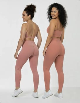 Kit 3 Conjuntos 1 Calça Legging + 2 Top Alça Roupa Feminina