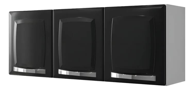 Armário aereo de cozinha Itatiaia Rose 3 portas cor preto