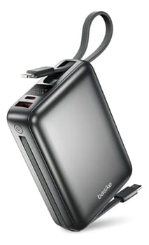 Carregador Portátil Power Bank Basike 20000mAh 22.5W Rápido Cabos Embutidos Tipo C iPhone Samsung
