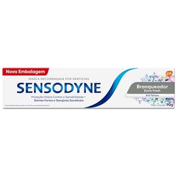 Sensodyne Creme Dental Branqueador Extra Fresh com Flúor, Anti Tártaro, Proteção Diária Contra Sensibilidade, 90g