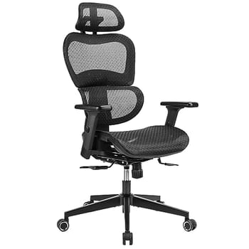 Cadeira Escritório Ergonomica DT3 Alera+, em Mesh Vidartex™, apoio de cabeça 2D, braços 3D, apoio lombar AWS+ajuste na altura do encosto, Assento