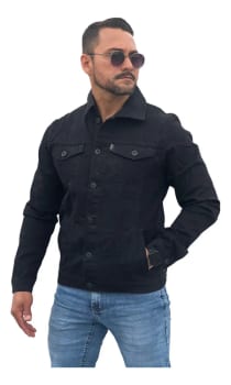 Jaqueta Jeans Masculina Sarja Bolsos Funcionais Resistente
