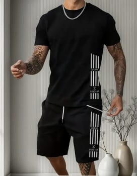 Kit Camisa +short Moletom Conjunto Masculino Marca Luzzian
