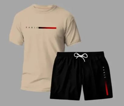 Conjunto Masculino Streetwear Paris Urbano Camiseta E Short - R$ 52