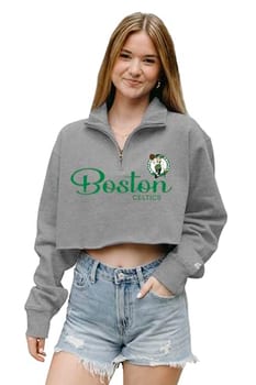Blue 84 Moletom feminino padrão NBA oficialmente licenciado com zíper curto grafite