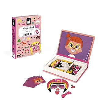 Livro Magnético Crazy Faces Meninas - 65 Peças, Janod