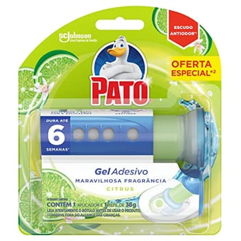 Pato Desodorizador Sanitário Gel Adesivo Citrus com Aplicador, 6 Discos