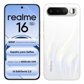 Smartphone Celular Realme 16 5g 256gb 12gb Ram Dual Sim Câmera De 50mp Lumacolor Image Espelho para Selfies Bateria 6550mah Impermeável Ip69 Pro