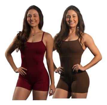 Kit 2 Macaquinho Curto Fitness Poli Academia