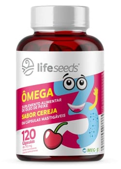 Ômega 3 Mastigável Sabor Cereja Epa Dha - Certificação Internacional MEG-3 – 120 Cápsulas