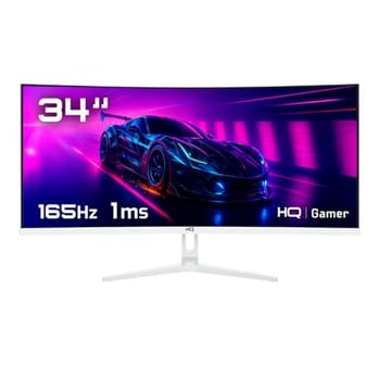 Monitor Gamer 34" Curvo Branco 1ms, 165Hz, UltraWide (QHD) - 3440x1440 AMD FreeSync, HDMI, DP, HQ Premium HQW34C16