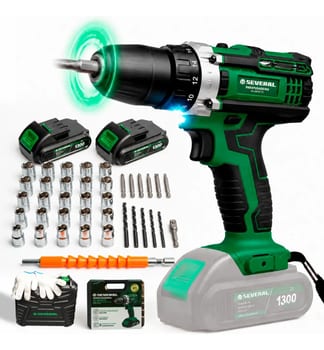 Parafusadeira Furadeira 21v 1300mah Com 2 Baterias Recarregável Sem Fio Maleta Completa Several Importados