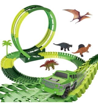 Pista Carrinho Dinossauro Looping Radical Som Luz 92 Peças
