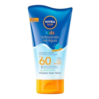 NIVEA SUN Protetor Solar Kids Brincando na Água FPS 60 150ml - Infantil, especialmente formulado para a pele delicada das crianças, muito resistente à