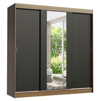 Guarda-roupa Casal Madesa Reno 3 Portas de Correr com Espelho