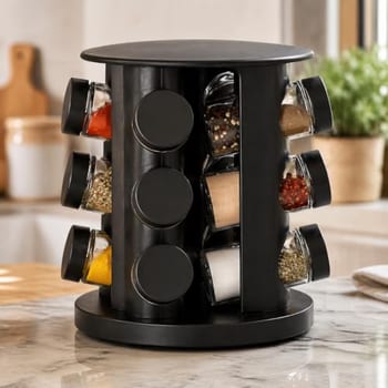 Porta Temperos Giratório 12 Potes de Vidro 85ml Organizador Cozinha Moderno