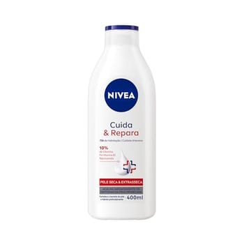 NIVEA Hidratante Corporal Cuida & Repara 400ml, Hidratação Profunda 72h, Acalma Pele Ressecada, Cuidado Intensivo, Pele Seca e Extrasseca