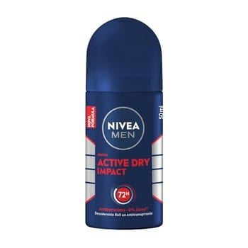 NIVEA MEN Desodorante Antitranspirante Roll On Masculino Dry Impact - Proteção Prolongada de 72h, Dupla Proteção Antitranspirante, Proteção Extra