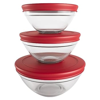 Euro Home - Conjunto com 3 Potes de Vidro Redondos com Tampa Plástica - VDR7093-VM