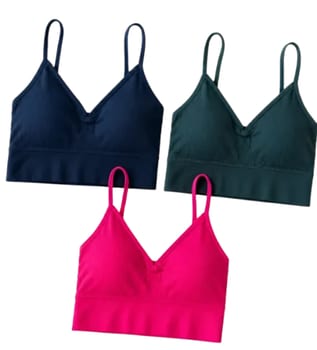 Kit 3 Top Canelado Alça Regulável Bojo Removível Sutiã Pink/ Verde/ Azul Unico