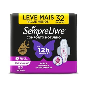 Sempre Livre Absorvente Externo Noturno Plus Noite e Dia Suave 32un Embalagem pode variar