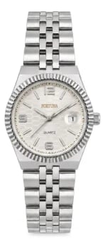 Relógio De Pulso Masculino Fortuna Old Money Minimalista Prata Cx Branca