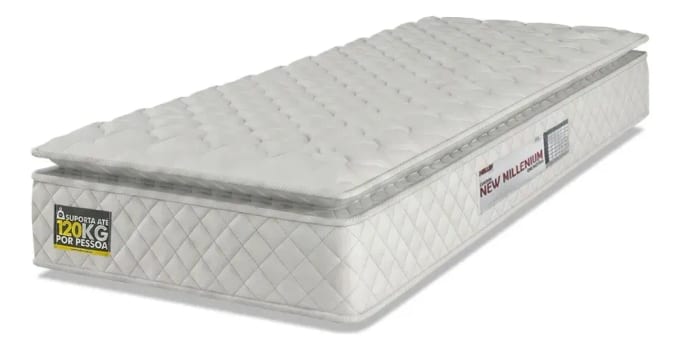 Colchão Solteiro Espuma D33 Pillow Top New Millenium Branco