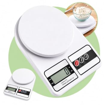 Balança de Cozinha Digital 10kg Precisão 1g Função Tara, Display LCD, Múltiplas Unidades, Plataforma Antiderrapante, Design Compacto para Alimentos