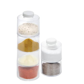 Conjunto 6 Porta Temperos Empilháveis de Plástico com Tampa Branco - Lyor