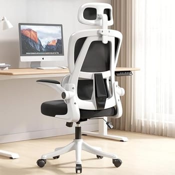 EKROTOK Cadeira de Escritório com Almofada de Assento de Látex, Cadeiras Ergonômicas para Computador com Apoio de Braços Retráteis e Apoio Lombar com