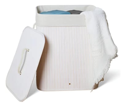 Cesto De Roupa Suja De Bambu Com Tampa E Alças 50 Litros