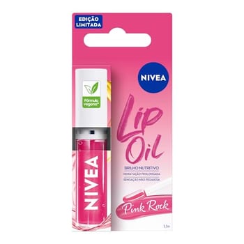 NIVEA Lip Oil Brilho Nutritivo Pink Rock 5,5ml, Hidratação Prolongada, Efeito Gloss, Para Todos os Tons de Pele